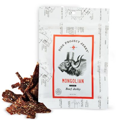 Side Project Jerkys Mongolian Flavored Beef Jerky - Chef Curated Beef Jerky Snack Packs with Sweet & Smoky Burnt End Notes - Premium USA Made High Protein Snacks - 2 oz (Pack of 2)