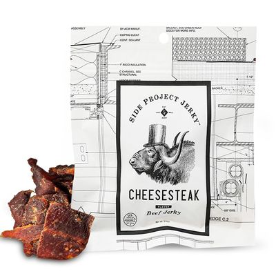 Side Project Beef Jerky - Cheesesteak Beef Jerky - Philly-Inspired Savory Snack with Steakhouse Flavor - High Protein Snack - Tender, Gluten Free - Chef Crafted & Small Batch - 2 oz Bag (Pack of 2)