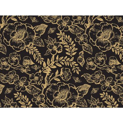 Timeless Floral Black Tissue Paper - 20in. x 30in. Sized Sheets (12 Sheets)