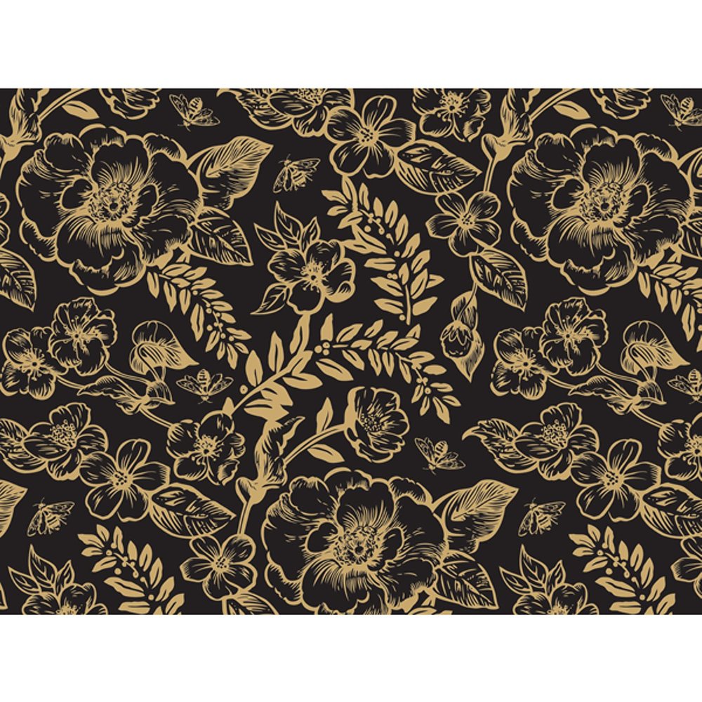 Timeless Floral Black Tissue Paper - 20in. x 30in. Sized Sheets (12 Sheets)