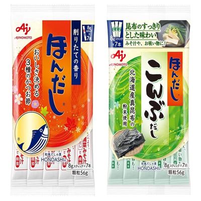 Ajinomoto Hon dashi (Bonito Fish),Kombu Dashi(kelp) Soup Stock Set Stick Type 56g each