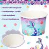 150 Pieces Mermaid Party Supplies Mermaid Cups Paper Ice Cream Disposable Snack Bowls Paper Dessert Soup Bowls for Hot or Cold Food, Kids Ocean Theme Party Baby Shower Decoration, 8 oz view 4