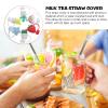 6 Pcs Straw Covers Silicone Straw Caps Lids for Home Office view 3