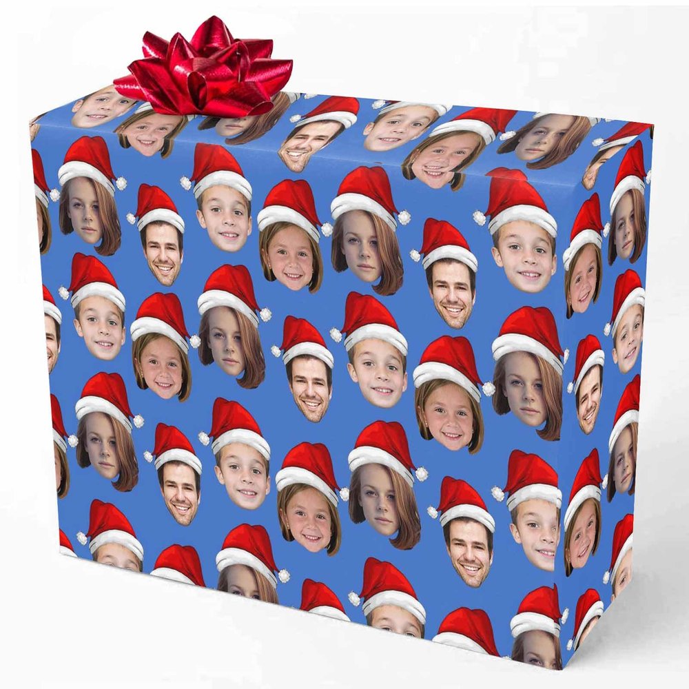 M YESCUSTOM Personalized Christmas Wrapping Paper Merry Christmas Photo Name Customized Funny Xmas Gift Wrapping Paper Roll (USA Shipped)