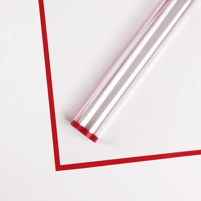JOSON 20 sheets of colored border transparent waterproof wrapping paper, flower shop bouquet supplies, DIY handicrafts, gift packaging or gift box packaging 22.8 * 22.8 Inch (Red)