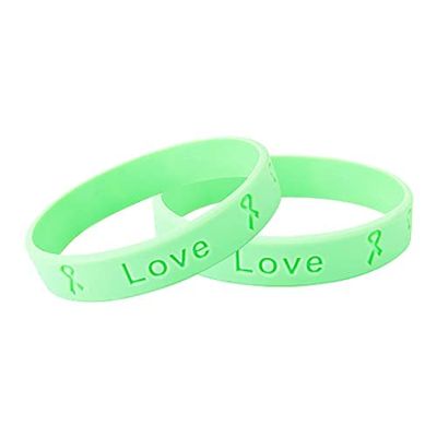 2 Pack Light Green Silicone Bracelets - Light Green Rubber Colored Wristbands for Celiac Disease, STD, & Human Papilloma Virus