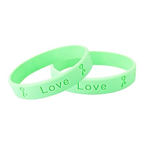 2 Pack Light Green Silicone Bracelets - Light Green Rubber Colored Wristbands for Celiac Disease, STD, & Human Papilloma Virus