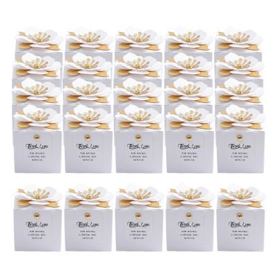 predolo 25-Piece Creative Flower Square Wedding Candy Box, Stylem, Floral, 9cm x 6.5cm, Wedding & Party Favor, Paper, Uncoated, Gift Wrap