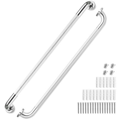 2 Pack Grab Bars for Elderly for Wall 32 Inch, Fit for Studs, Knurled Anti-Slip Bathroom Shower Grab Bars for Seniors, Safety Handicap Grab Bars for Shower, Shower Handles for Elderly, Tesuchan