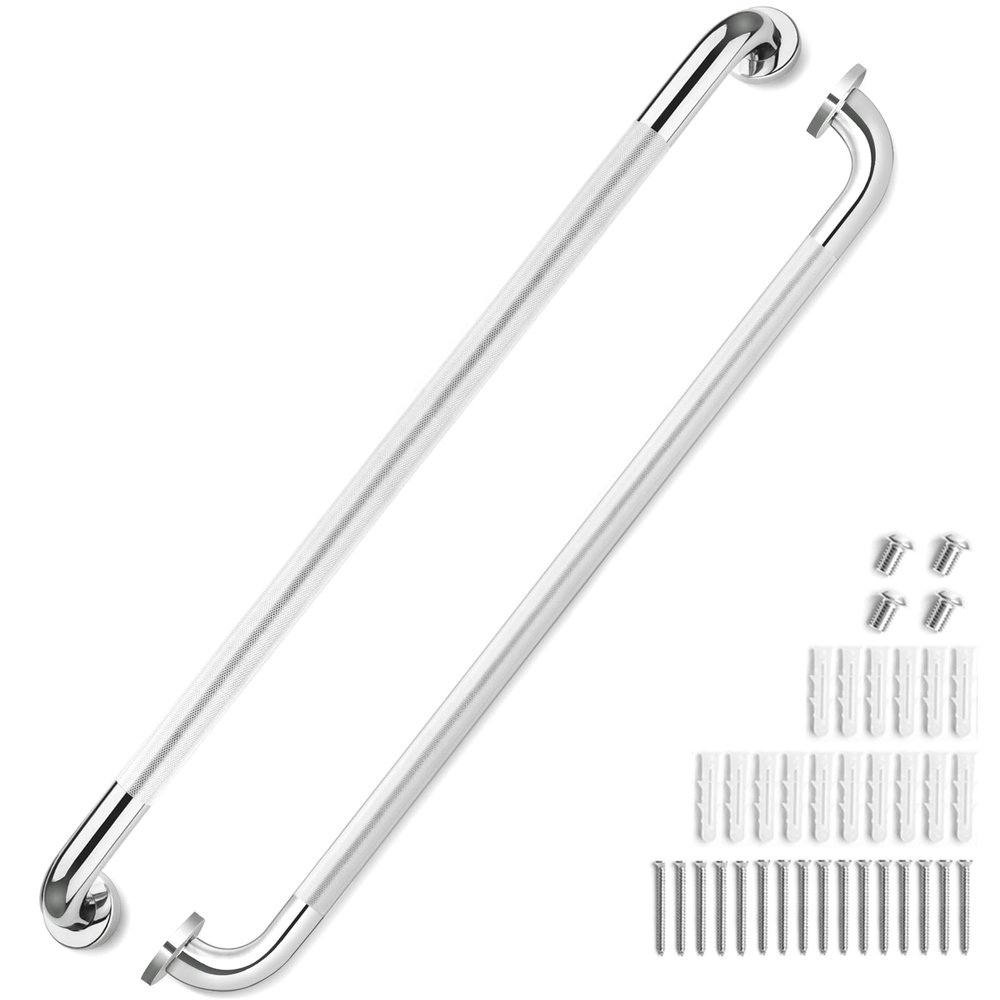 2 Pack Grab Bars for Elderly for Wall 32 Inch, Fit for Studs, Knurled Anti-Slip Bathroom Shower Grab Bars for Seniors, Safety Handicap Grab Bars for Shower, Shower Handles for Elderly, Tesuchan