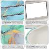 Fintie 2 in 1 Contact Lens Case and Eyeglasses Case, Double Sided Portable Eyeglasses Travel Holder with Built-in Mirror, Tweezer and Contact Lens Solution Bottle Included, Emerald Marble view 3