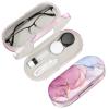 Fintie 2 in 1 Contact Lens Case and Eyeglasses Case, Double Sided Portable Eyeglasses Travel Holder with Built-in Mirror, Tweezer and Contact Lens Solution Bottle Included, Dreamy Marble view 1
