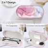 Fintie 2 in 1 Contact Lens Case and Eyeglasses Case, Double Sided Portable Eyeglasses Travel Holder with Built-in Mirror, Tweezer and Contact Lens Solution Bottle Included, Dreamy Marble view 2