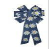 1 Pcs Large 10" Hand Made Wired Wreath Bow White Daisies on Blue Linen Ribbon view 4