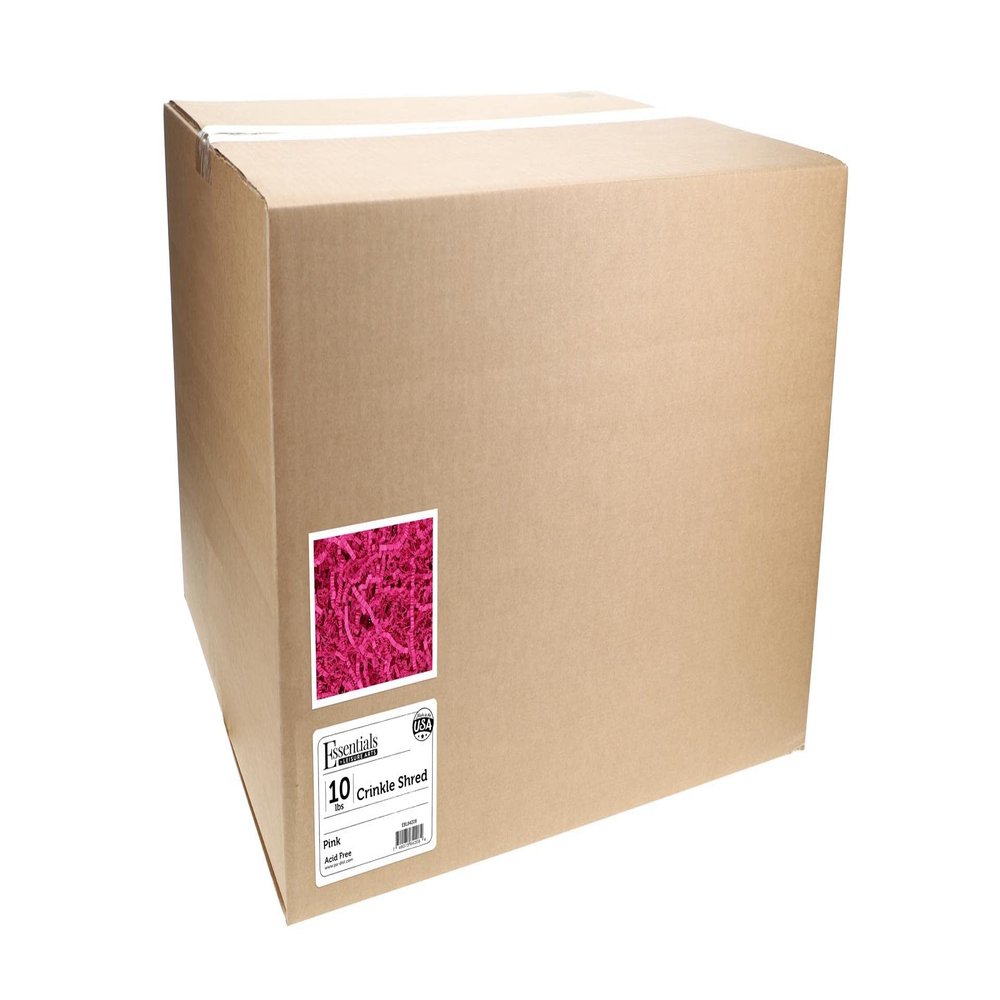 Essentials by Leisure Arts Crinkle Shred Box, Pink, 10lbs Shredded Paper Filler, Crinkle Cut Paper Shred Filler, Box Filler, Shredded Paper for Gift Box, Paper Crinkle Filler, Box Filling