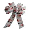 1 Pcs Large 10" Hand Made Santa Claus Linen Christmas Bow Wreath Wired Bow Red White Holiday view 2