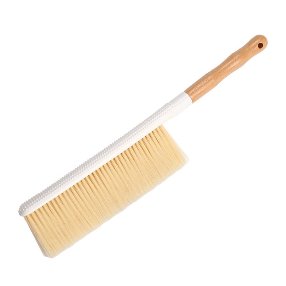 SPLNK Hand Broom Cleaning BrushesHand Brush Soft Bristle with Oiled Beech Wood Handle- Duster Furniture Dusters Brush with Long Wooden Handle Household Dusting Tool