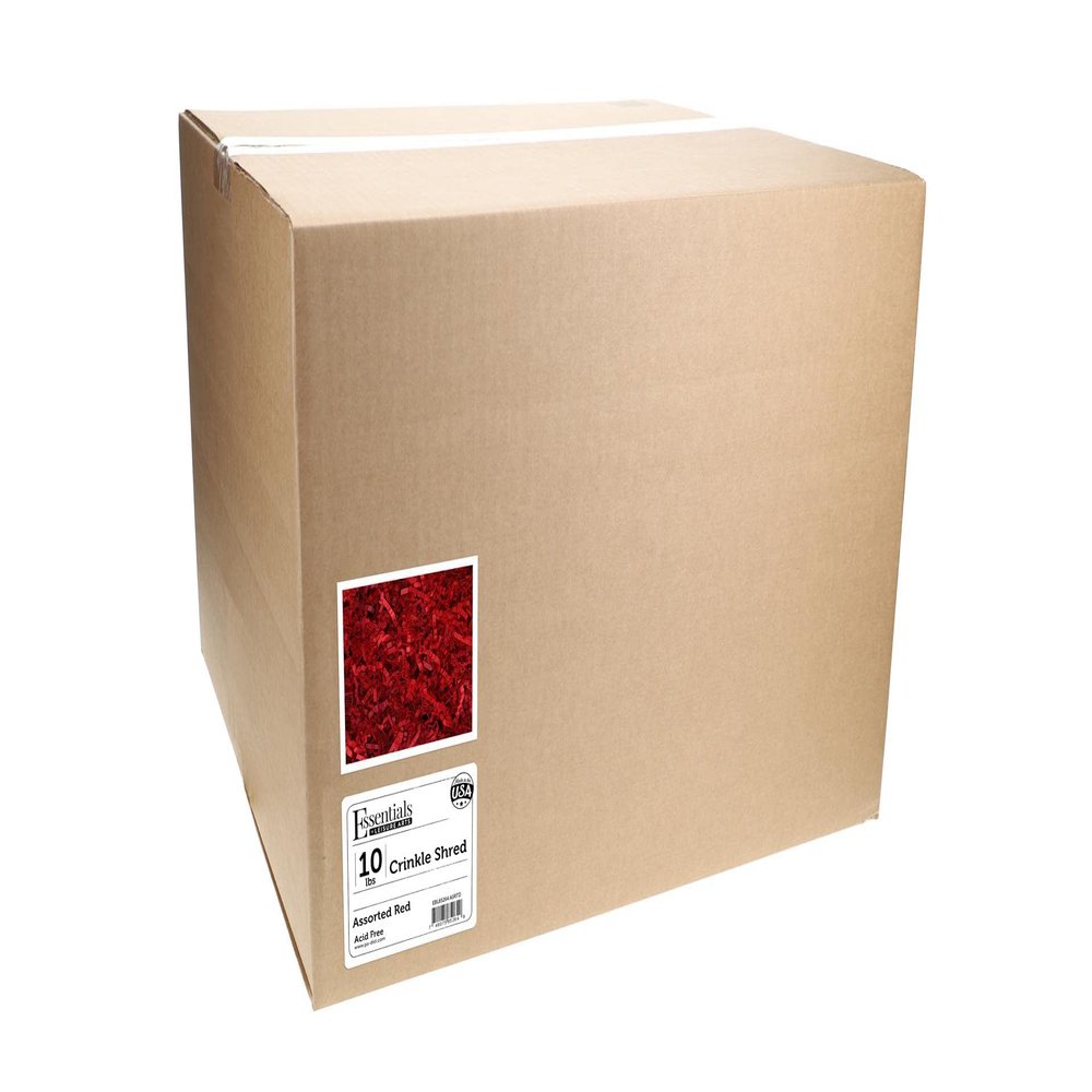Essentials by Leisure Arts Crinkle Shred Box, Assorted Red, 10lbs Shredded Paper Filler, Crinkle Cut Paper Shred Filler, Box Filler, Shredded Paper for Gift Box, Paper Crinkle Filler, Box Filling