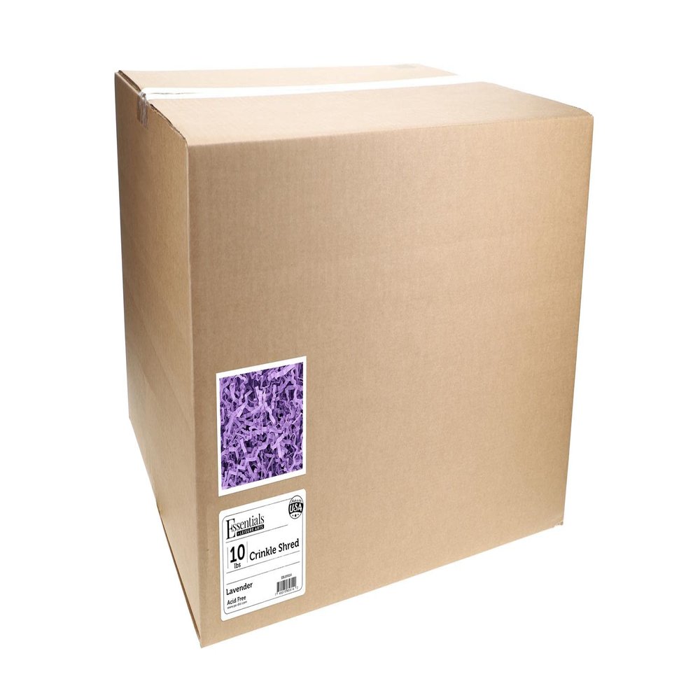 Essentials by Leisure Arts Crinkle Shred Box, Lavender, 10lbs Shredded Paper Filler, Crinkle Cut Paper Shred Filler, Box Filler, Shredded Paper for Gift Box, Paper Crinkle Filler, Box Filling