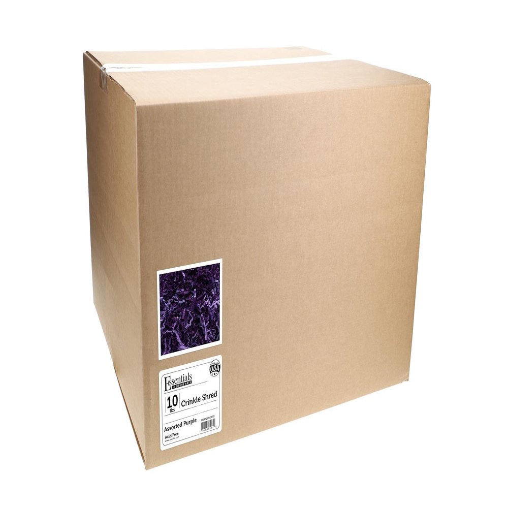 Essentials by Leisure Arts Crinkle Shred Box, Assorted Purple, 10lbs Shredded Paper Filler, Crinkle Cut Paper Shred Filler, Box Filler, Shredded Paper for Gift Box, Paper Crinkle Filler, Box Filling