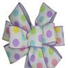 1 Pcs Large 10" Hand Made Wired Easter Dots On White Wreath Bow Pastel Pink Yellow Spring view 1