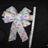 1 Pcs Large 10" Hand Made Wired Easter Dots On White Wreath Bow Pastel Pink Yellow Spring view 4