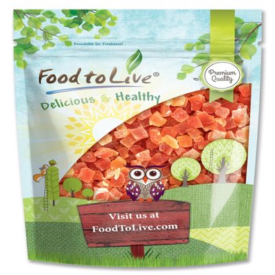 Food to Live Dried Diced Papaya, 2 Pounds  Kosher, Vegan, Sweetened, Unsulfured, Bulk