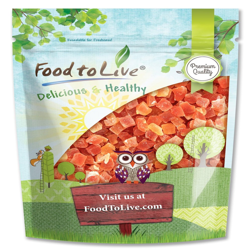 Food to Live Dried Diced Papaya, 2 Pounds Kosher, Vegan, Sweetened, Unsulfured, Bulk