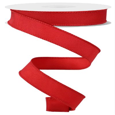 Craig Bachman 7/8" Diagonal Weave Ribbon: Red (10 Yards) Solid Red Gift Wrapping Holiday Wedding Prom Ribbon