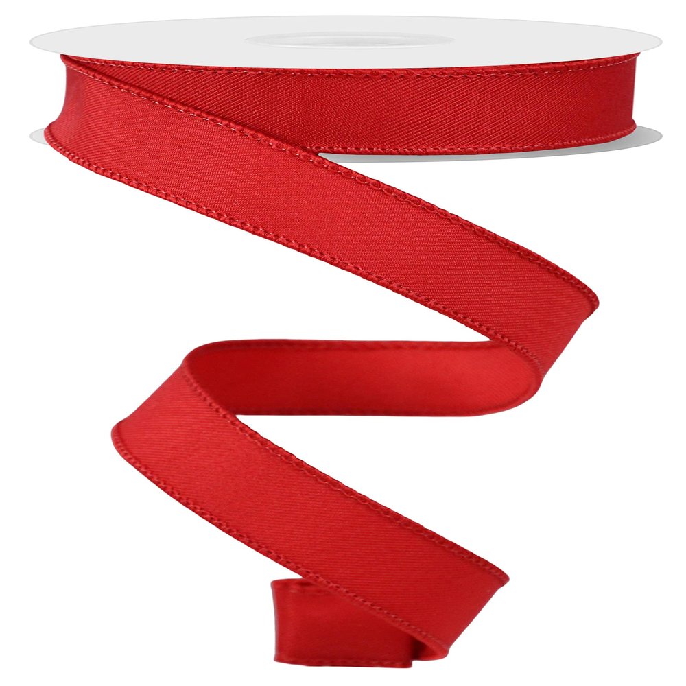 Craig Bachman 7/8" Diagonal Weave Ribbon: Red (10 Yards) Solid Red Gift Wrapping Holiday Wedding Prom Ribbon