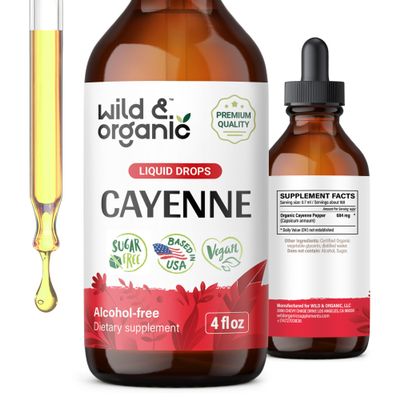 Wild & Organic Cayenne Pepper Drops - Antioxidant, Digestive Support - 4 oz