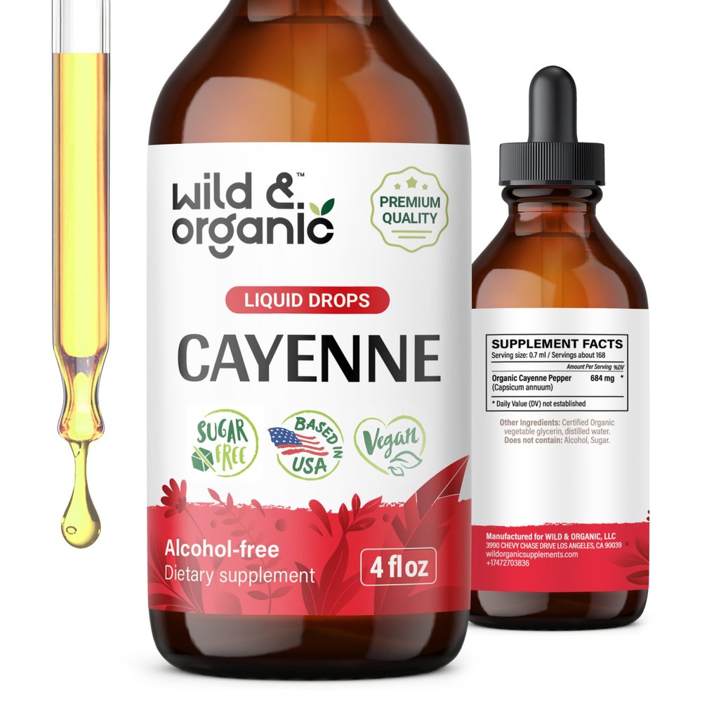 Wild & Organic Cayenne Pepper Drops - Antioxidant, Digestive Support - 4 oz
