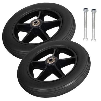 2pcs Black/Grey Wheelchair Caster Wheel, Replacement Wheel For Rollators, Ball Bearings, Wear-Resistant And Non-Slip, Solid Tires Front Wheel, Long Usage Time ( Color : Black , Size : 8inch/200mm )