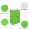 100 Pack 5.25x3.25x8.25 Inch Small Grass Green Kraft Paper Bags with Handles Bulk, Toovip Gift Wrap Bags for Favor Grocery Retail Party Birthday Shopping Business Goody Craft Merchandise Takeout Sacks view 3