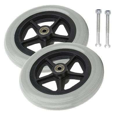 2pcs Black/Grey Wheelchair Caster Wheel, Replacement Wheel For Rollators, Ball Bearings, Wear-Resistant And Non-Slip, Solid Tires Front Wheel, Long Usage Time ( Color : Gray , Size : 8inch/200mm )