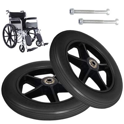 2 Pcs Front Wheel Solid Tyre, 6/7/8inch Replacement Rollator Accessories, Wheelchair Front Wheels Black/Grey, Walker Wheels Easy To Scroll, 120kg Load Capacity ( Color : Black , Size : 6inch/15cm )