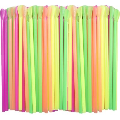 1200 Pieces Disposable Spoon Straws Plastic Colorful Long Milkshake Straws