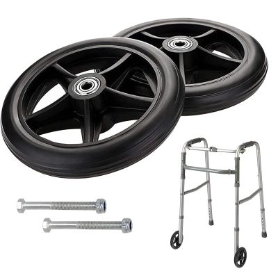 1 Pair Front Castor Wheels With Bearing, 6/7/8" Solid Tyre Walker Wheels, Silence Antis-wear Non-Slip, Firm Tread For Easier Rolling, Wheelchair Wheels Black/Grey ( Color : Black , Size : 6inch/15cm )