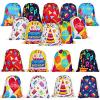 Sweetude 18 Pcs Happy Birthday Gift Bag Birthday Party Drawstring Canvas Backpack 11.81 x 9.84 Inch Reusable Gym Sports Return Gift String Backpack for Men Women Kids, 9 Designs view 1