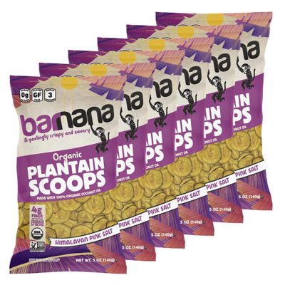 Barnana Himalayan Pink Salt Organic Plantain Scoops, Non GMO, Gluten Free, 5 Ounces (Pack Of 6)