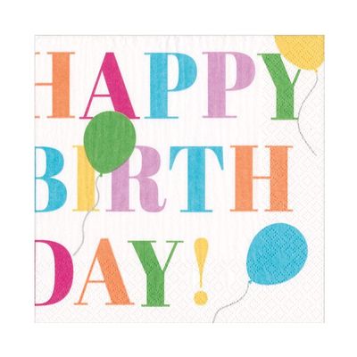 Caspari Birthday Surprise Luncheon Napkins in White - 20 Per Package