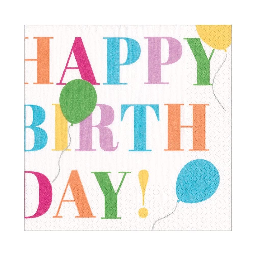 Caspari Birthday Surprise Luncheon Napkins in White - 20 Per Package