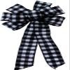1 Pcs 10" Hand Made White Black Buffalo Plaid Flannel Bow Christmas Holiday Wreath view 2
