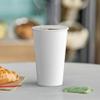 VeZee 16 Oz Disposable White Poly Paper Durable Hot Cup with Flat Tear-Back White Hot Cup Lid For Hot/Cold Drink, Coffee Cups, Tea, Cocoa, Travel, Hot Chocolate, Chai, Latte & Hot Soup|500CT view 2