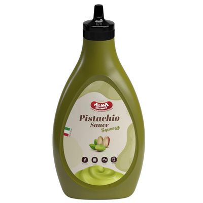 Alma Gourmet Sicilian Pistachio Topping Sauce Imported From Italy | Premium Quality Pistachio Topping Ideal For Ice Cream, Waffles, Pancakes, Crepes, Pastries, Cakes, Overnight Oats, Lattes | 17.6oz (500g) (Pack of 1)