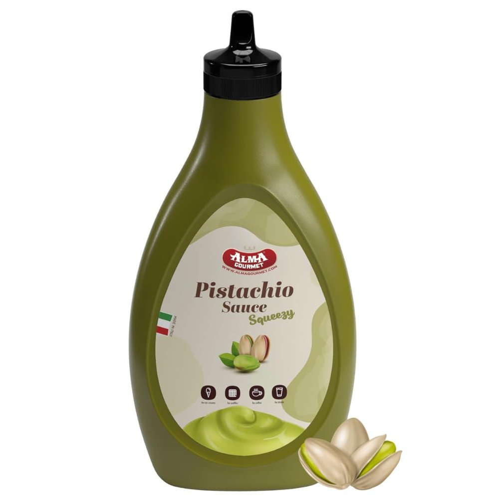 Alma Gourmet Sicilian Pistachio Topping Sauce Imported From Italy | Premium Quality Pistachio Topping Ideal For Ice Cream, Waffles, Pancakes, Crepes, Pastries, Cakes, Overnight Oats, Lattes | 17.6oz (500g) (Pack of 3)