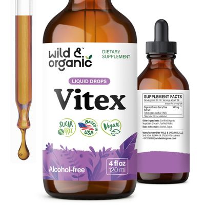 Wild & Organic Vitex Tincture - Mood & Perimenopause Support - 4 fl oz