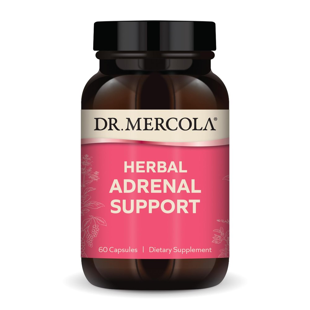Dr. Mercola Herbal Adrenal Support - Supports Energy & Hormonal Balance - Organic Ashwagandha & Holy Basil - Adaptogen Complex - Gluten-Free (30 Servings)