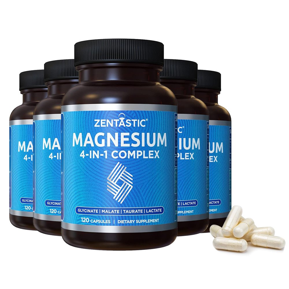 Zentastic Magnesium Complex - 600 Magnesium Capsules - Chelated Magnesium Glycinate, Malate, Taurate & Lactate - Support Bones, Muscles