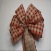 1 Pcs 10" Hand Made Wired Red Natural Gingham Check Wreath Bow Country Rustic Burlap view 2